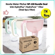 (Water Pitchers) Novita HydroPlus®/HydroPure™ Water Pitcher NP100 Buddle (Total 4pcs Filter)