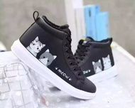 Sepatu Anak Lucu Boot Motif Meow Putih Hitam Trendi