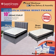 A66 Divan/Storage Bed Frame | Frame + 10" Starlet Mattress Bedset Package