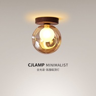 Nordic Ceiling Light French Retro Walnut Colored Glass Light Suitable for Balconies/corridors/foyer