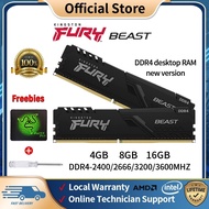 KINGSTON FURY BEAST BLACK DDR4 RAM 4GB/8GB/16GB DDR4 2400/2666/3200/3600Mhz Desktop RAM PC RAM DIMM