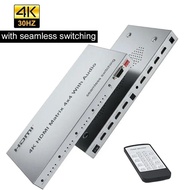 4K 4x4 HDMI Matrix with Audio Extractor Video Switcher Splitter 4 in 4 Out Seamless Switch EDID RS23