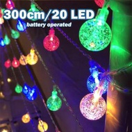 Pacific Olympia - 300cm/20 LED 水晶球 LED節日聖誕燈串 (彩色), 電池款 。適合各生日、節日等