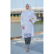 PUTIH Kurung Tille Tunic KEBAYA Suit/KEBAYA/MODERN Brocade KEBAYA DRESS/KURUNG Brocade KEBAYA With Color (White)
