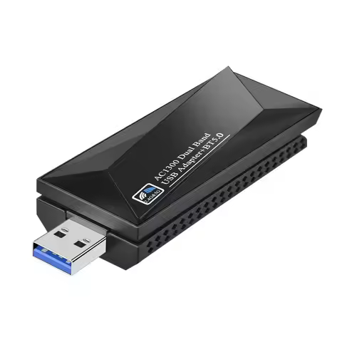 2 IN 1 USB USB 3.0 Ethernet WiFi Dongle WiFi Adapter 1300Mbps Bluetooth-Compatible 5.0 Dual Band 2.4