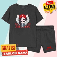 BabyMonster Ahyeon Kids T-Shirt Set Boys & Girls T-Shirt Pants Set Custom Name BabyMonster Ahyeon