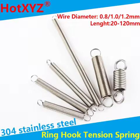 O Ring Hook Coil Cylindroid Helical Extension Pullback Tension Spring 304 Stainless Steel Wire Diame
