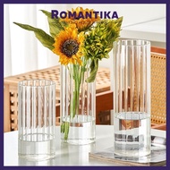 ROMANTIKA Acrylic Vase Transparent Stripe Cylinder Rectangle Flower Arrangement Antifragile Plastic