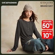 Giordano Slim-Fit Knitted Long-Sleeve T-Shirt with Henley Collar & Raglan Sleeves – Henley collar ca