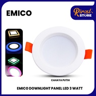 CAHAYA RIRAST - EMICO DOWNLIGHT PANEL LED CEILING LIGHT 3 WATT WHITE LIGHT CDL 6500K ROUND 2 PCS