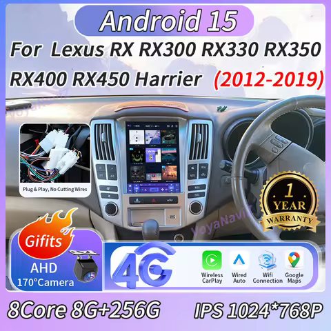 Android 15 Car Radio Carplay 9.7" For Lexus RX RX300 RX330 RX350 RX400 RX450 Harrier 2003-2015 Stere
