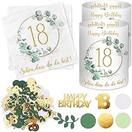 Pack of 20 Napkins 18th Birthday + 12 Pieces Lantern Table Decoration 18th Birthday + 100 Pieces Con