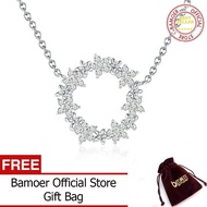 BAMOER สง่างาม925เงินสเตอร์ลิงประกายดาวกลมจี้สร้อยคอเครื่องประดับงานแต่งงานคอ BSN028มี .ค.