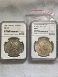 1947 巴拿馬 Balboa 銀幣和 1938 荷蘭 2.5G 銀幣