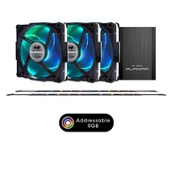 InWin Aurora Fan Kit Black/Red 3 RGB LED 120mm Fan Two LED Strips High Performance Silent Cooling Co