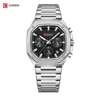 CURREN Casual Versatility Mens Square Stainless Steel Chronograph Watch with Date นาฬิกาข้อมือควอตซ์