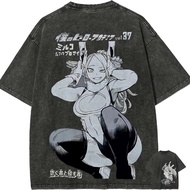 Bandai | 2026 Summer Anime MHA Washed Oversized T-shirt Mirko Black White Manga Double Sided Print C