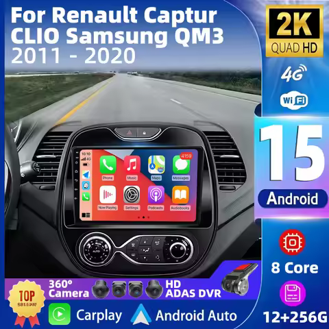 Android 15 Auto Radio For Renault Captur CLIO Samsung QM3 2011 - 2020 Stereo Carplay GPS Navigation 