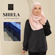 HERNES SHIELA BLOUSE LUXE SATIN BLOUSE MUSLIMAH EXCLUSIVE BLOUSE LABUH BLOUSE CANTIK WOMEN BLOUSE MU