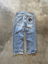 [gamau] 00s JNCO 8-Ball Jeans Loose Washed and Distressed Jeans low Waisted Fashion Straight Pants C