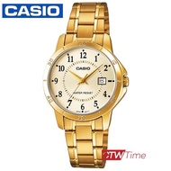 Casio Standard นาฬิกาข้อมือผู้หญิง สายสแตนเลส รุ่น LTP-V004G-9BUDF (หน้าทอง)