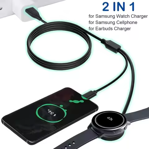 2 in 1 USB C For Galaxy Watch Charger Compatible With Samsung Galaxy Watch 6 /6 Classic /5 Pro/5/4/3