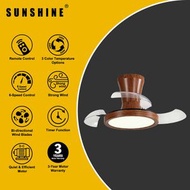 [木紋色] LED 15W 可搖控可逆轉隱形扇伸縮扇葉風扇燈 3000K-6500K #LED風扇燈 #LED吊燈 #LED天花燈 #家居燈飾
