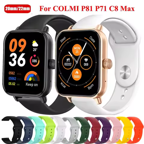 20mm 22mm Sport Silicone Strap For COLMI P81 P71 C8 Max Bracelet Band For COLMI i28 Ultra P73 V73 P2