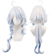 Furina Cosplay Wig Genshin Impact Focalors Fontaine Wigs Long Blue Mixed White Hair Synthetic Fabric