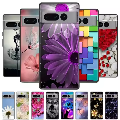 For Google Pixel 8 Pro Case Silicone Painted Soft Black Cover for Google Pixel 8 Pro Fundas for Goog