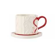 Starbucks 2024 Starbucks Heart Cup Valentine's Day Gift Cute Cat Yarn Pattern Ceramic Mug Plate Set