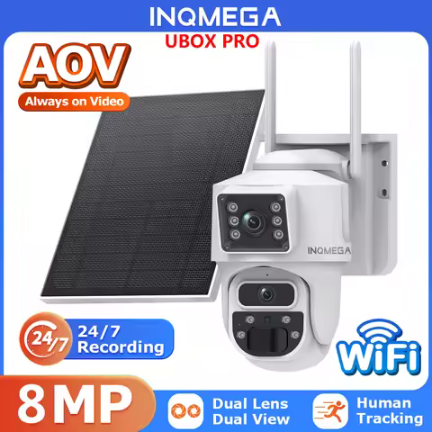 INQMEGA AOV 4K 4G Solar Camera 24/7 Recording Built-in Battery WIFI Camera Outdoor 8MP Auto Track Se