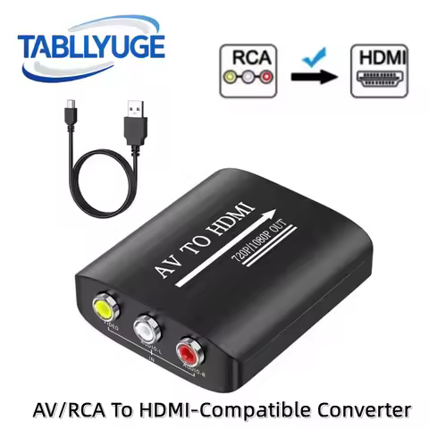 HD 1080P AV to HDMI-Compatible RCA To HDMI-Compatible Composite Adapter With USB Cable For N64 Wii P