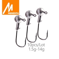 MEREDITH 10PCS Lead Jig Head 1.5g 2g 3.5g 5g 7g 10g 14g Lead Head Hook Jig Fishing Hook jig pike fis