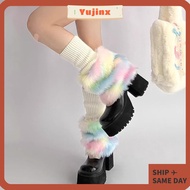 YUJINX Boots Socks, Fur Plush Fluffy Warm Plush Fluffy Boots Cover, Hairy Balls Rainbow Colorful Hos