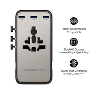 MOMAX UA28 1-World² 205W 7-Port Dual AC Travel Adapter