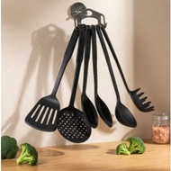 Connox 6pcs Plastic Spatula Set Kitchen Cooking Utensils Set Black Scratch Resistant Dishwasher Safe