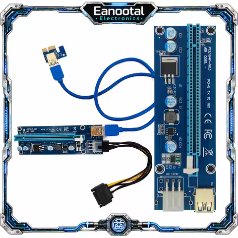 PCIe 1X to 16X GPU Riser Card Kit USB 3.0 Graphics Card Extension Adapter with SATA to 6Pin Power Ca