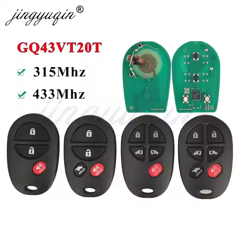 jingyuqin GQ43VT20T 315Mhz/433MHz Remote Car Key Fob for Toyota Sienna Solara Avalon Camry Highlande