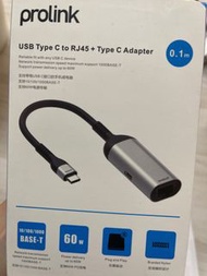 Usb type c to RJ45+Type C adapter
