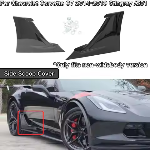 For 2014 2015-2019 Chevrolet Corvette C7 Stingray /Z51 Car Side Vents Scoop Cover Glossy Black A Pai