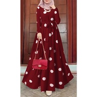 Dinner Dress Tema Retro 60an 70an Pop Yeh Yeh Majlis Sekolah Women Muslim Casual Loose Full Sleeve P