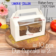 [Contents 10] Cake Box Bread Snack Snack 16.5x18.5x13 cm WhiteIVORY Cupcake Box/ 2 Sections 2 Ivory 
