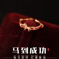 Pony Lucky Fortune Immediately 999 Rich Pure Silver Ring Benming Year Red String Index Finger Niche 