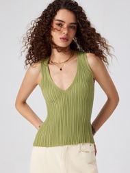 Cider V-neck Knitted Crop Top