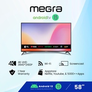 MEGRA 58" 4K UHD Smart TV Powered by Android O.S Led Tv 58 inch 4K数码智能电视 D58KY