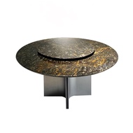 ‍🚢Platinum Gold Diamand Natural Marble round Dining Table Italian Minimalist Dining Table Simple Modern Designer Luxury