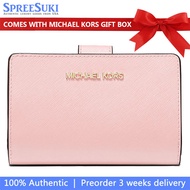 Michael Kors Wallet In Gift Box Medium Wallet Jet Set Travel Zip Coin Wallet Powder Blush # 35F7GTVF