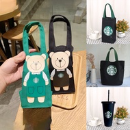 Starbucks Bag Apron Bear Tote Bag Canvas Bag Tumbler Carrier Holder Bag Office Worker Coffee Packing Bags