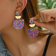 1 đôi Nhiều màu Phong cách Bohemian Mùa hè Đơn giản & Chic Một nửa Váy rộng Kết cấu Hoa tai Đối với